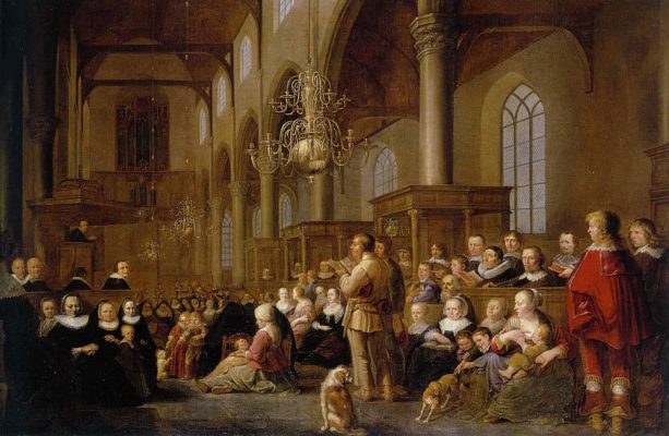 Innenraum der Grote of Laurentiuskerk in Weesp, Gijsbert Sibilla Kronleuchter